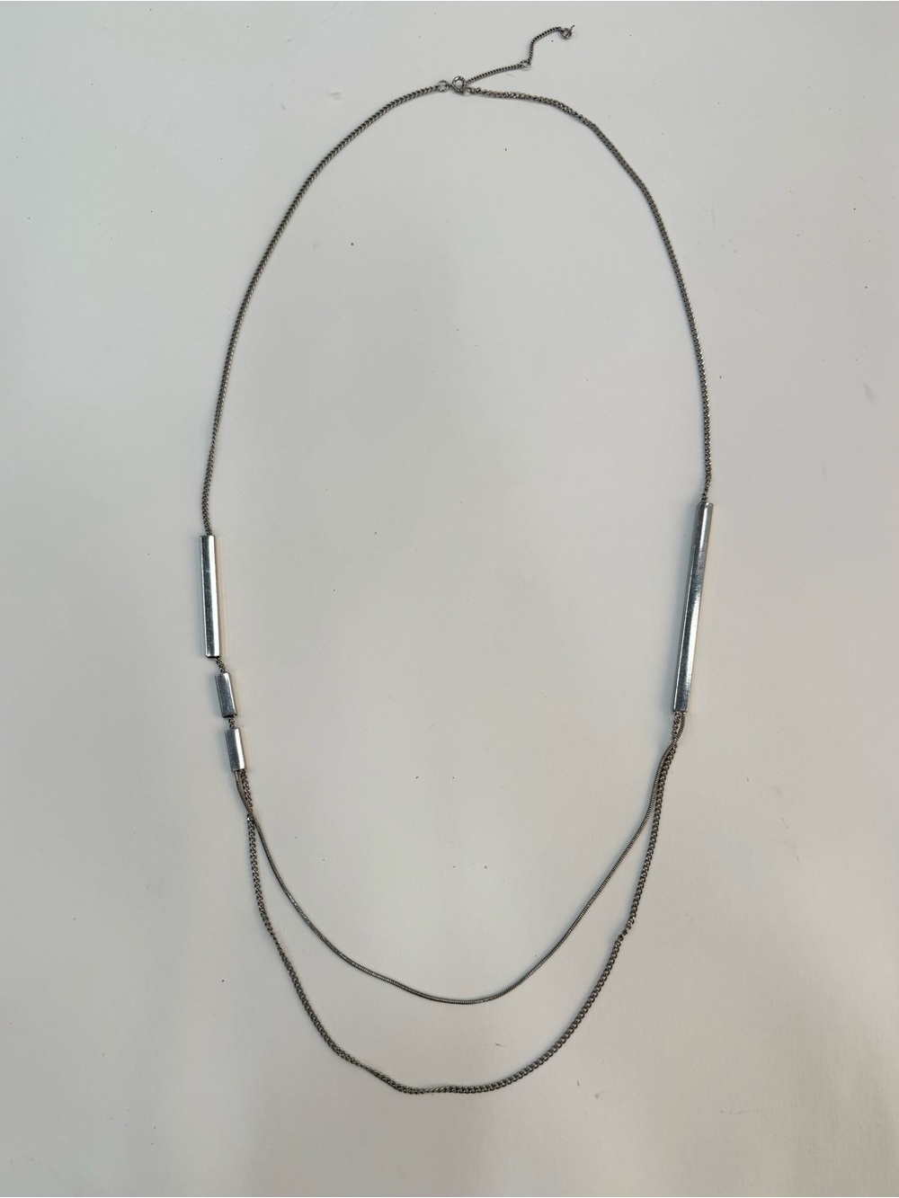 Minimalist Silver Multi-Strand Bar Necklace